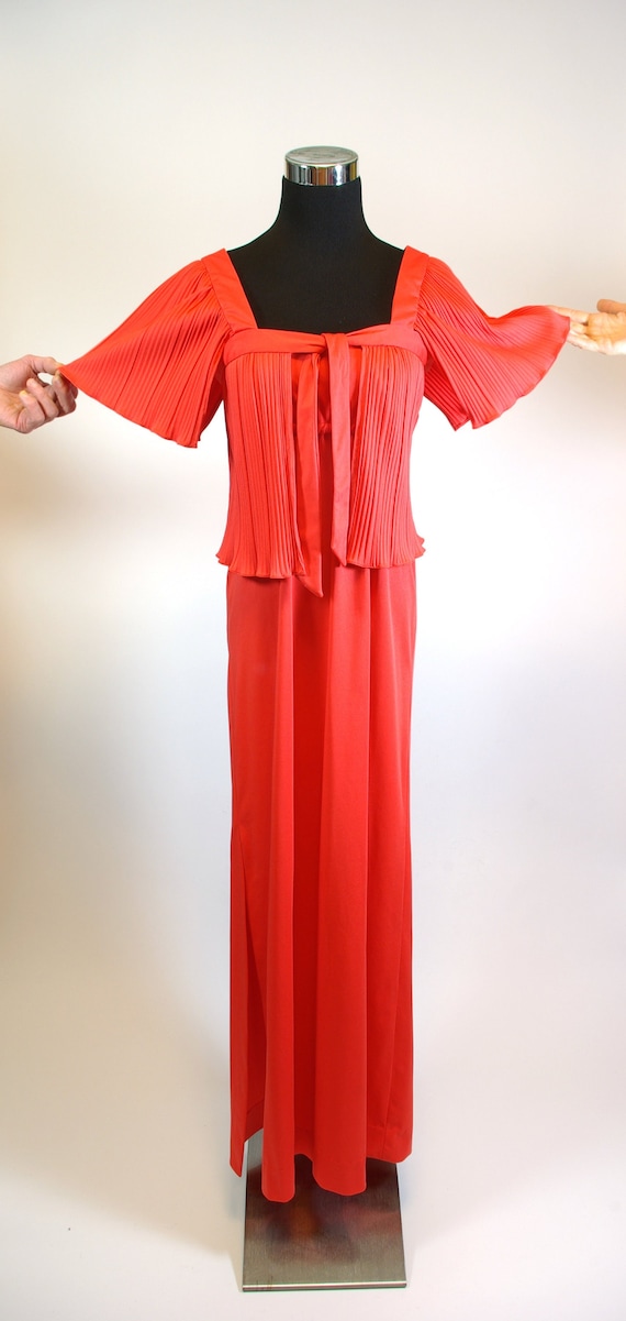 Bright Red Two Piece Maxi Dress with Overblouse Pi