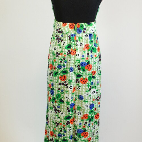 Strawberry Print Maxi Halter Dress 70s Novelty Print Summer Dress Boho shops Hippie Disco S - M