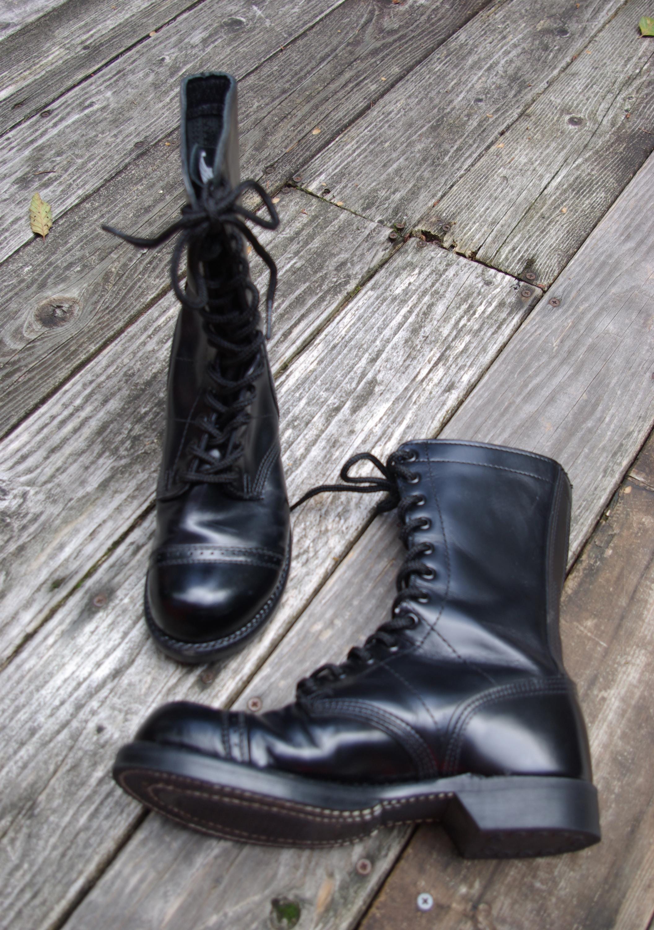 Vintage Corcoran Men\'s Narrow Cap Toe Black Leather 1500 Jump Boots Size 6.5 C Cocoran 1500 Black Patent Leather Cap Toe | Mercari main image 3