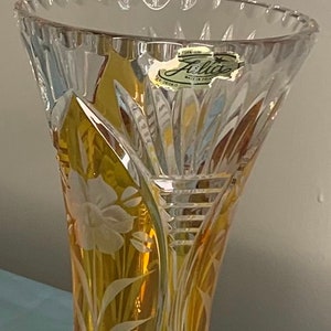 ポーランド製 Julia ユリア クリスタルガラス 花瓶 琥珀色 白鳥デザイン Julia Glassworks Crystal Vase - Etsy