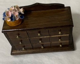 Stunning Wooden dollhouse dresser beautiful finish - with flowers