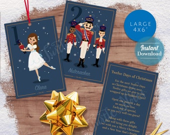 Large Dark Blue Nutcracker Twelve Days of Christmas Gift Tags (Digital Download) CT012