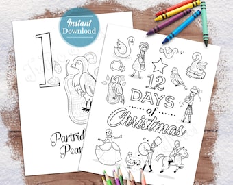 Twelve Days of Christmas 13 Coloring Pages: Christmas Printables (PDF & JPEG)