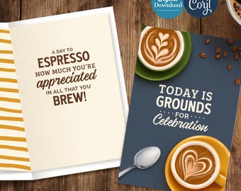 Editable Coffee Thank You Card: Father's Day Printable (Digital Download, Editable in Corjl)