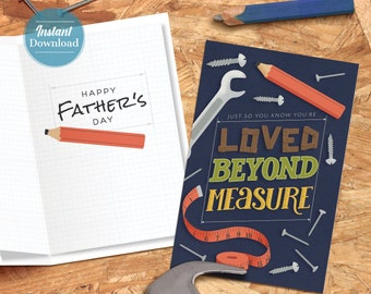 You're Loved beyond Measure  |  Workshop themed Printable Father's Day Card with Matching Envelope