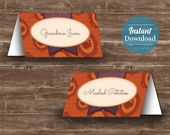 Turkey Thanksgiving Place Cards | Editable and Printable | Template