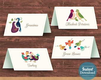 12 Editable Twelve Days of Christmas Place Cards