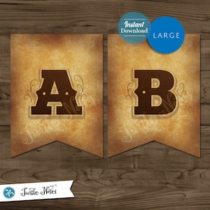 Grote banner met westers thema: afdrukbare banner alle letters 0-9 cijfers, bonusextra&#39;s