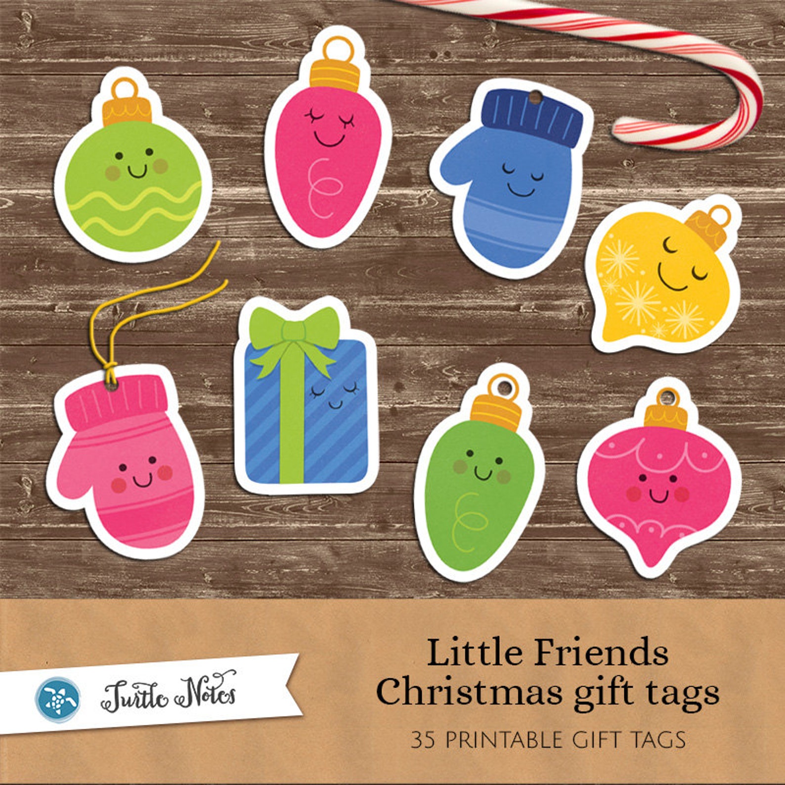 Little Friends Christmas Gift Tags 35 Printable Gift Tags or Stickers ...