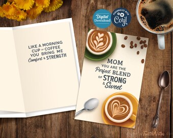 Editable Coffee Card for Mom: Printable Mother's Day Card (Digital Download)