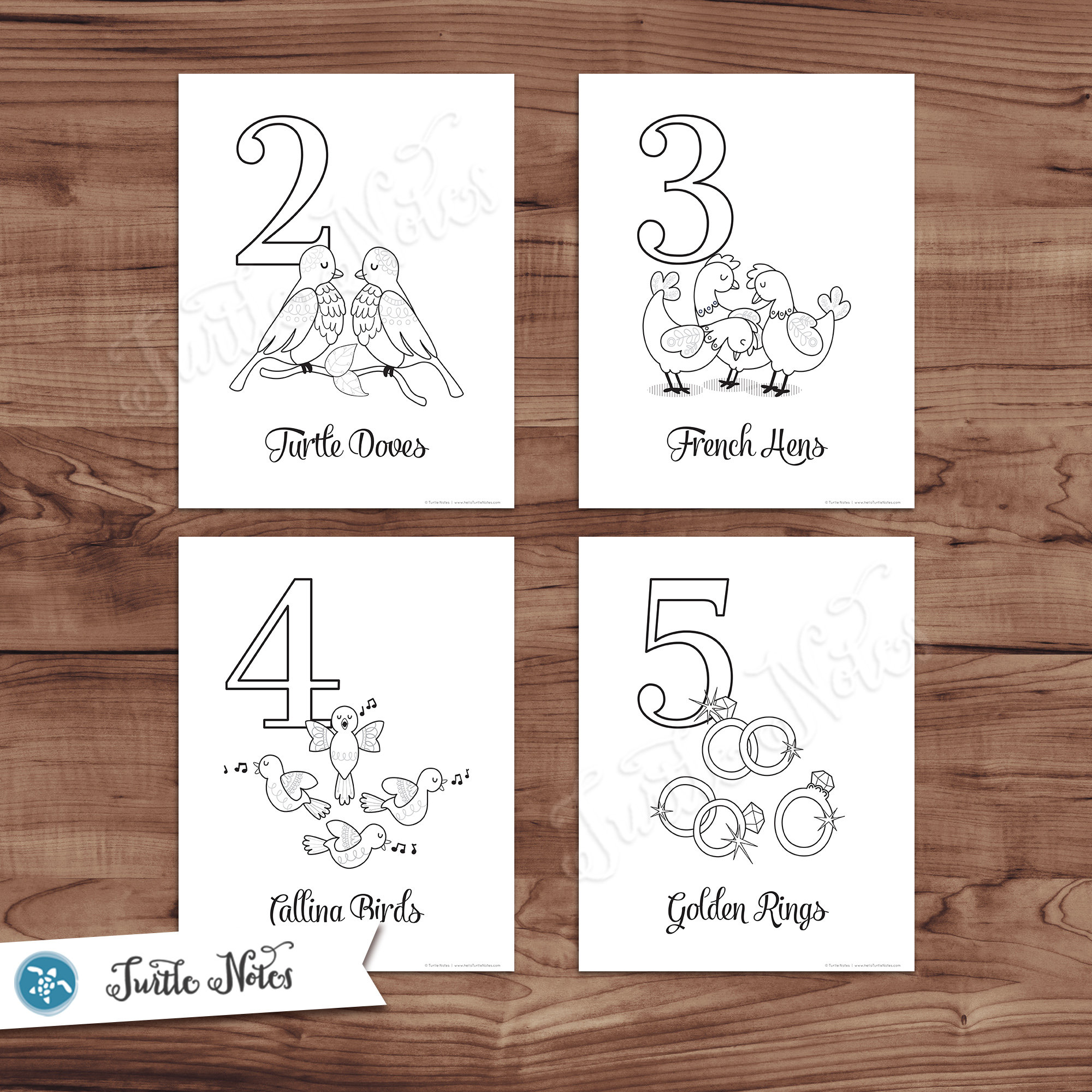 Classic Twelve Days of Christmas Printable Coloring Pages 13 - Etsy