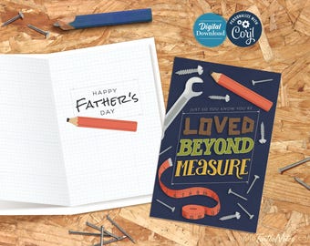 Tarjeta de herramientas para papá: Un amor sin límites - Tarjeta del Día del Padre (Descarga digital, editable en Corjl)