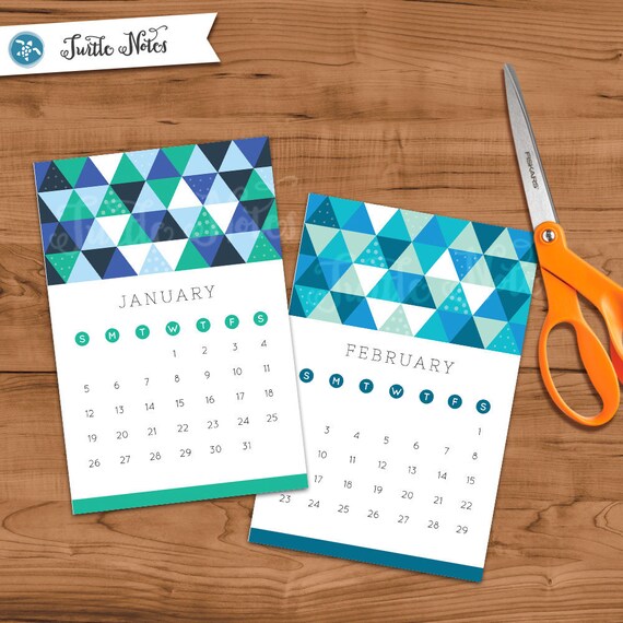 Printable 2020 Triangle Design Desk Calendar Print Your Own Etsy