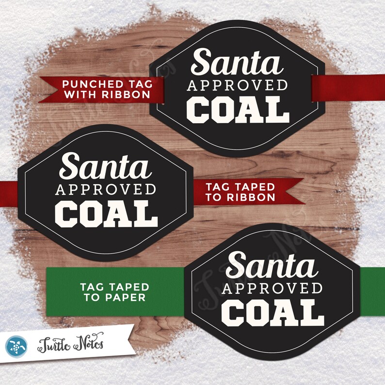 Santa Approved Coal Tag Variation 07 Digital Printable Gift Tags, Labels, or Stickers 2 Shapes, Circle, Oval-Diamond SCOL568 image 3