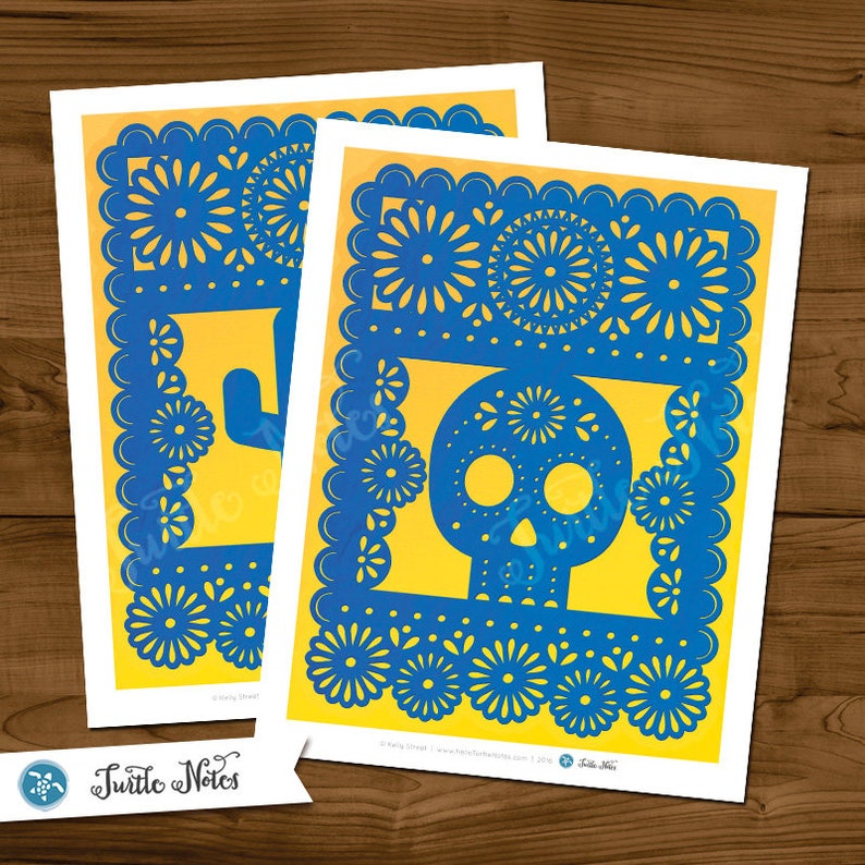 Printable Banner All Letters 0-9 numbers Large Blue /& Yellow Papel Picado