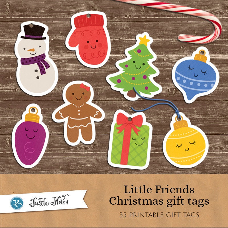 Little Friends Christmas Gift Tags 35 Printable Gift Tags or | Etsy
