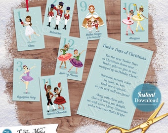 Light Blue Nutcracker Twelve Days of Christmas Gift Tags (Digital Download) CT012