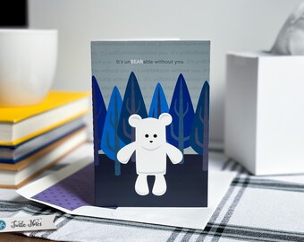 Tarjeta de felicitación con un oso polar que te extraña (4x6)