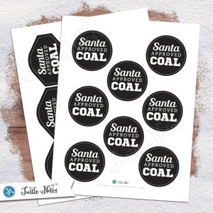 Santa Approved Coal Tag Variation 07 Digital Printable Gift Tags, Labels, or Stickers 2 Shapes, Circle, Oval-Diamond SCOL568 image 4