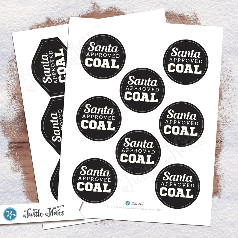 Santa Approved Coal Tag Variation 07 Digital Printable Gift Tags, Labels, or Stickers 2 Shapes, Circle, Oval-Diamond SCOL568 image 4