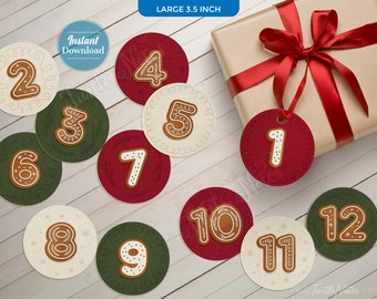 Gingerbread Twelve Days of Christmas Gift Tags & Gift Poem | Printable Tags, Labels, or Stickers for 12 Days of Christmas Gifts CT012