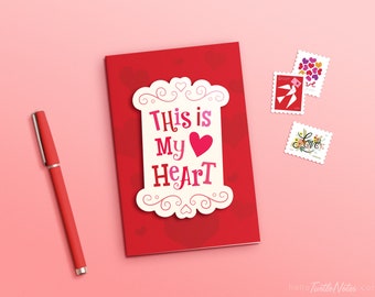 This is My Heart Card with Pop-Up Glitter Heart | Perfect for Anniversaries, Valentines and Loved ones who make your heart happy