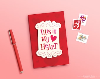 Tarjeta emergente con corazón brillante para aniversario, San Valentín