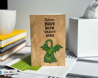 Miss You Things are 'Dragon' Here Greeting Card  | Get Well Card