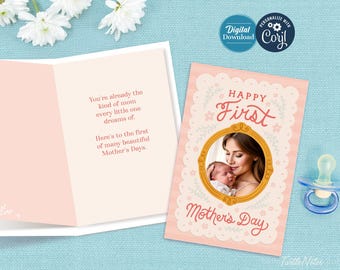 First Mother's Day Photo Card: Editable Keepsake (Digital Download, Editable in Corjl)