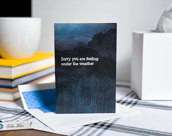 Tarjeta de felicitación "Que te mejores pronto" / Nubes de lluvia y sol