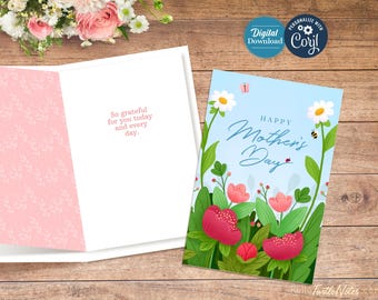 Floral Mother's Day Card: Editable Printable (Digital Download, Editable in Corjl)
