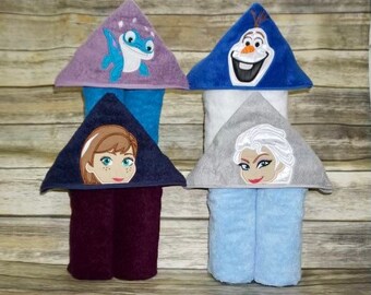 name embroidery available Anna or elsa hooded towel