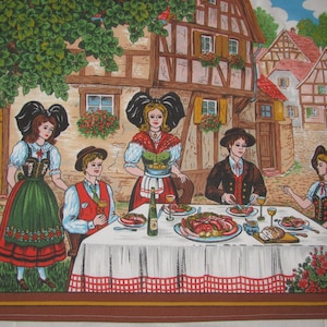 Vintage Geschirrtuch aus Baumwolle mit französischem Rezept - Choucoute - Tracht, Kostüme - Made in France