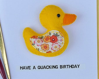 Ente Geburtstagskarte - magnetische Ente - haben einen Dusch Geburtstag - Filz gelbe Ente Plüschtier - Kühlschrankmagnet