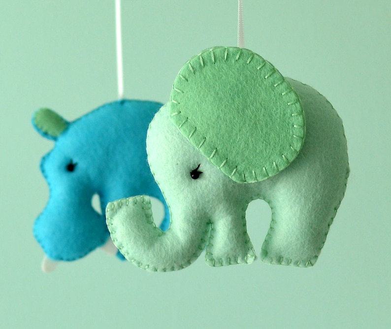 Baby Nursery Animal Mobile / Felt Baby Mobile / Safari Mobile Etsy