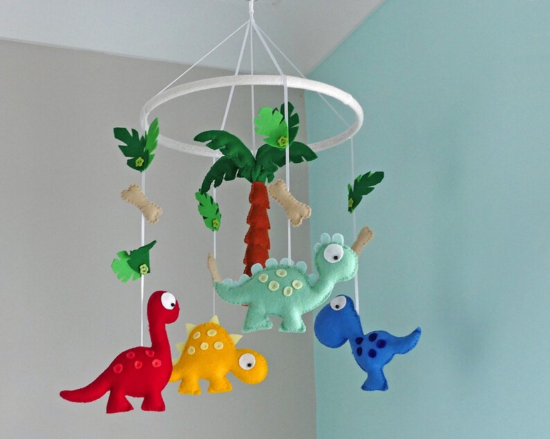 Dinosaur Mobile Dinosaur Nursery Felt Dinosaur Baby Etsy