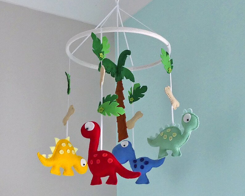 Dinosaur Mobile Dinosaur Nursery Felt Dinosaur Baby Etsy