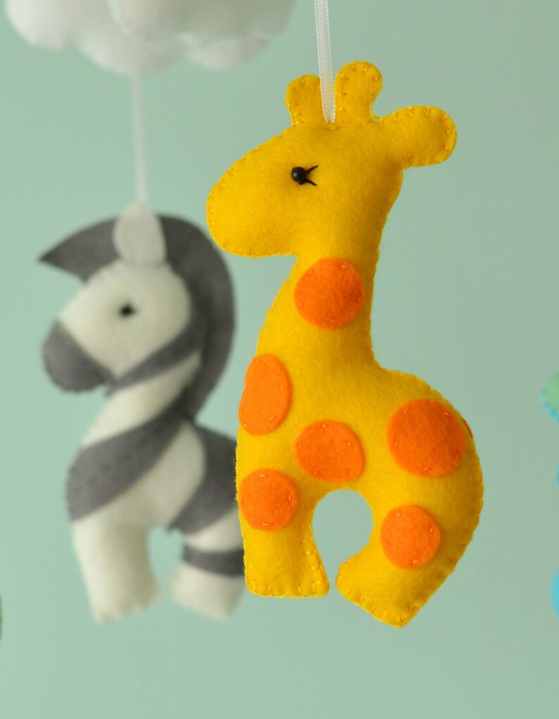 Baby Nursery Animal Mobile / Felt Baby Mobile / Safari Mobile Etsy