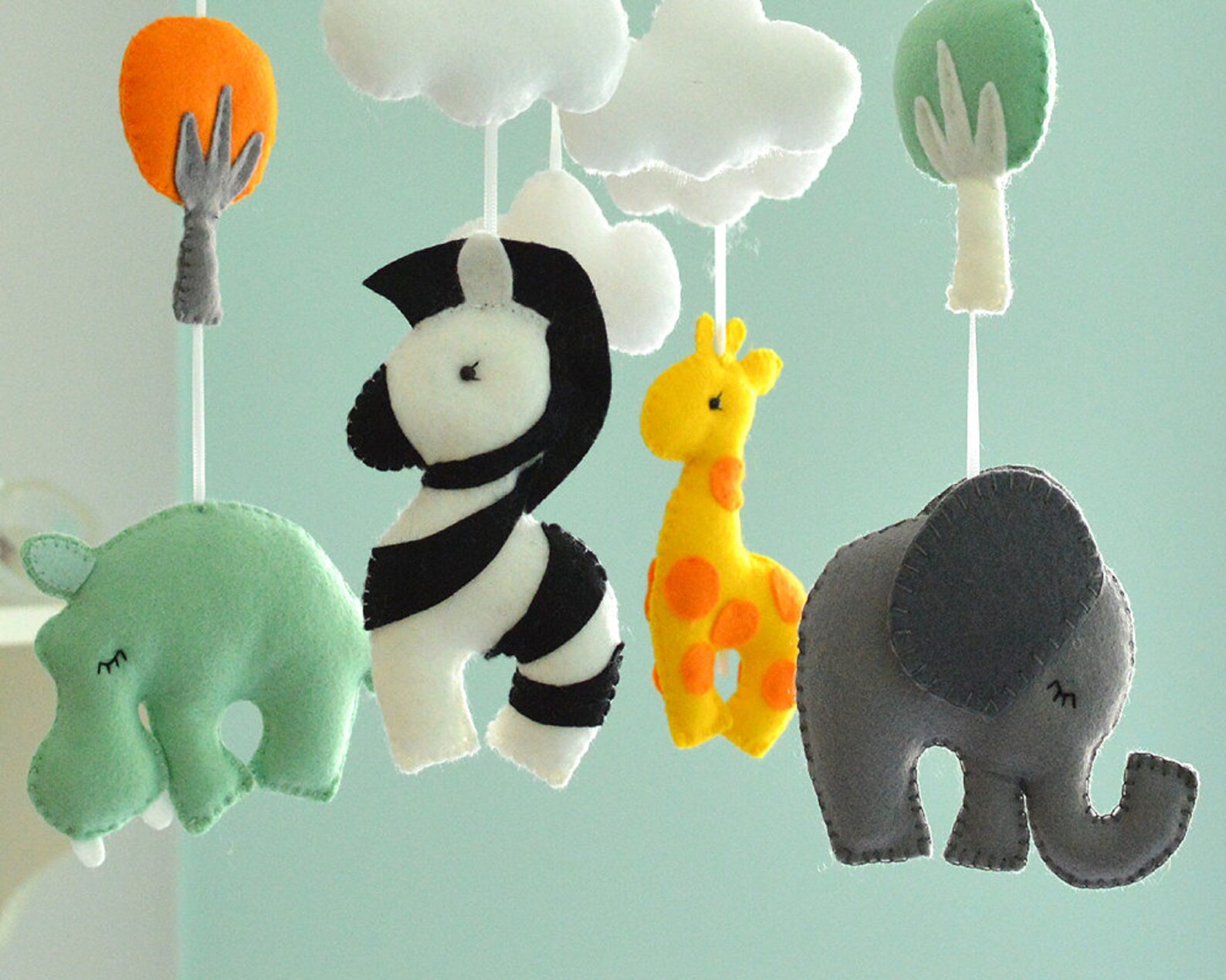 Nursery Baby Animal Mobile / Felt Animal Mobile / Safari Baby Etsy