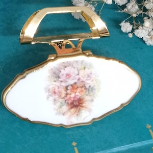 Stratton Floral Bouquet Design Lipview Holder and Mirror.  Ladies Vanity Essential Made in England.
