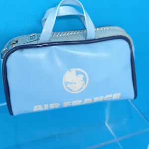 Air France Miniature Travel Bag c1960s. Iconic French Airline Company . Novelty Airline Collectable. Blue Coloured.