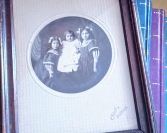 Victorian Children Photo Framed. c1900s. Antique Photo