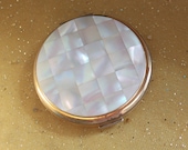 Mother of Pearl Powder Compact Mirror c1950 39 s. Glamorous Vanity Item. Stratton of England.