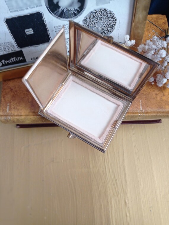 Gold Tone Rectangular Stratton Powder Compact  Op… - image 7