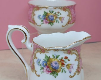 Royal Albert Lady Carlyle Sugar Bowl and Milk Jug Set. Opulent Chintz for Afternoon Tea.
