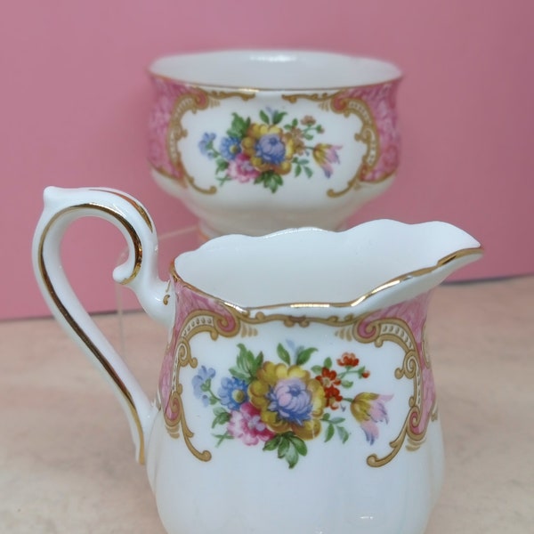 Royal Albert Lady Carlyle Sugar Bowl and Milk Jug Set. Opulent Chintz for Afternoon Tea.