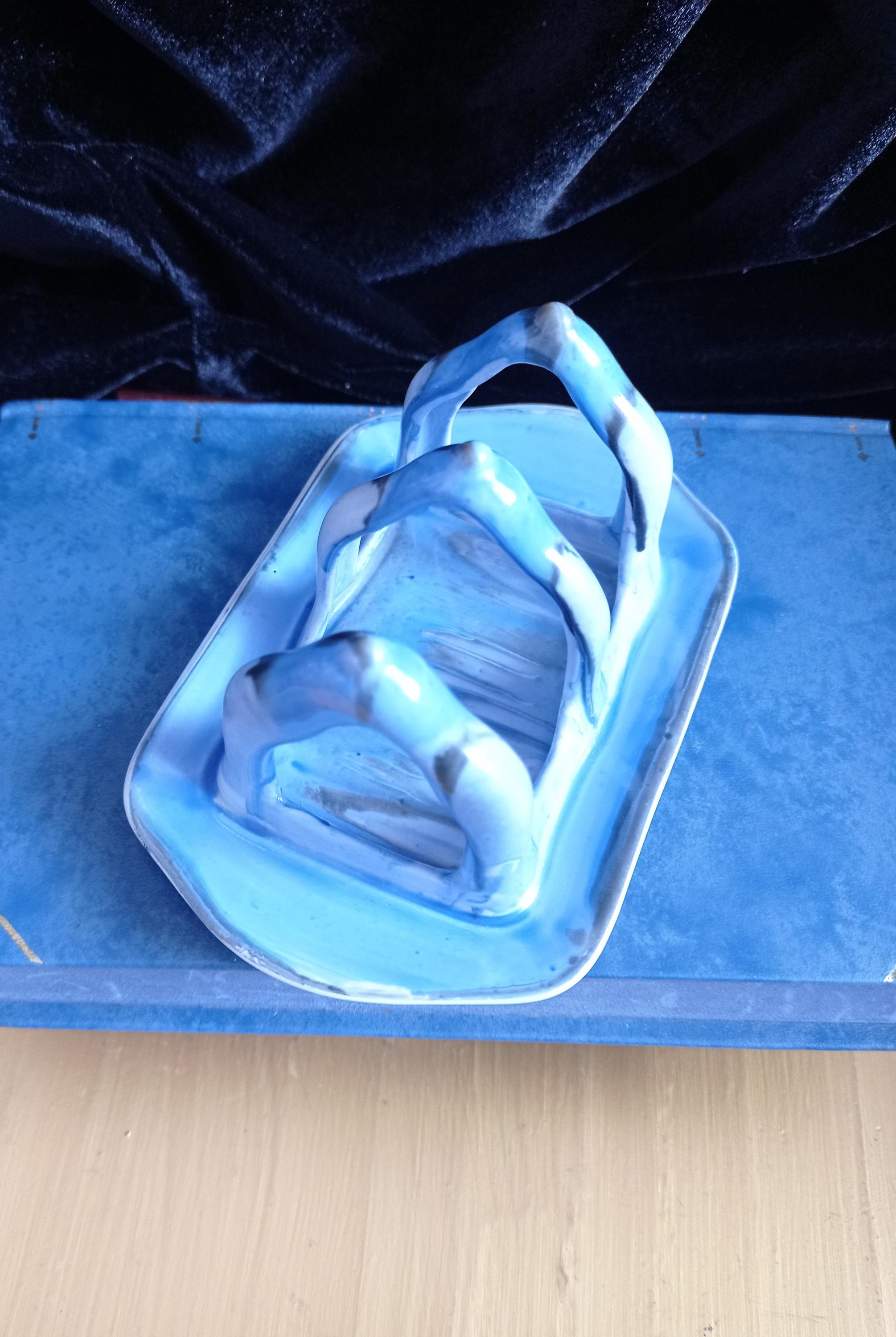 Shelley Toast Rack Blue and Black Drip Ware. Highly Collectable c1930s.