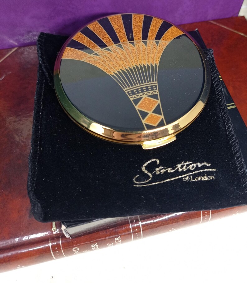 Art Deco Fan Pattern in Orange & Black by Stratton. in Gift Box With