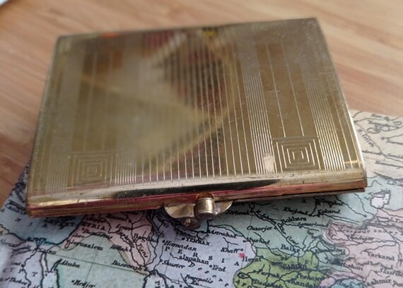 Gold Tone Rectangular Stratton Powder Compact  Op… - image 2