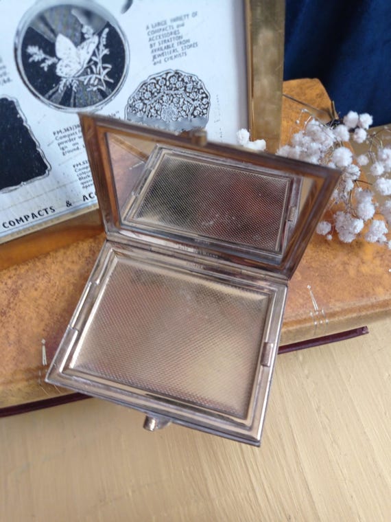 Gold Tone Rectangular Stratton Powder Compact  Op… - image 8